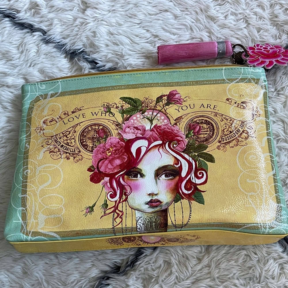 Papaya Rose Large Cosmetic Bag - Brand New